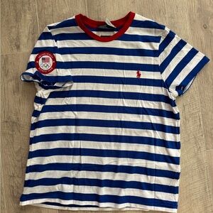 Ralph Lauren Olympic Blue and White Striped T-Shirt